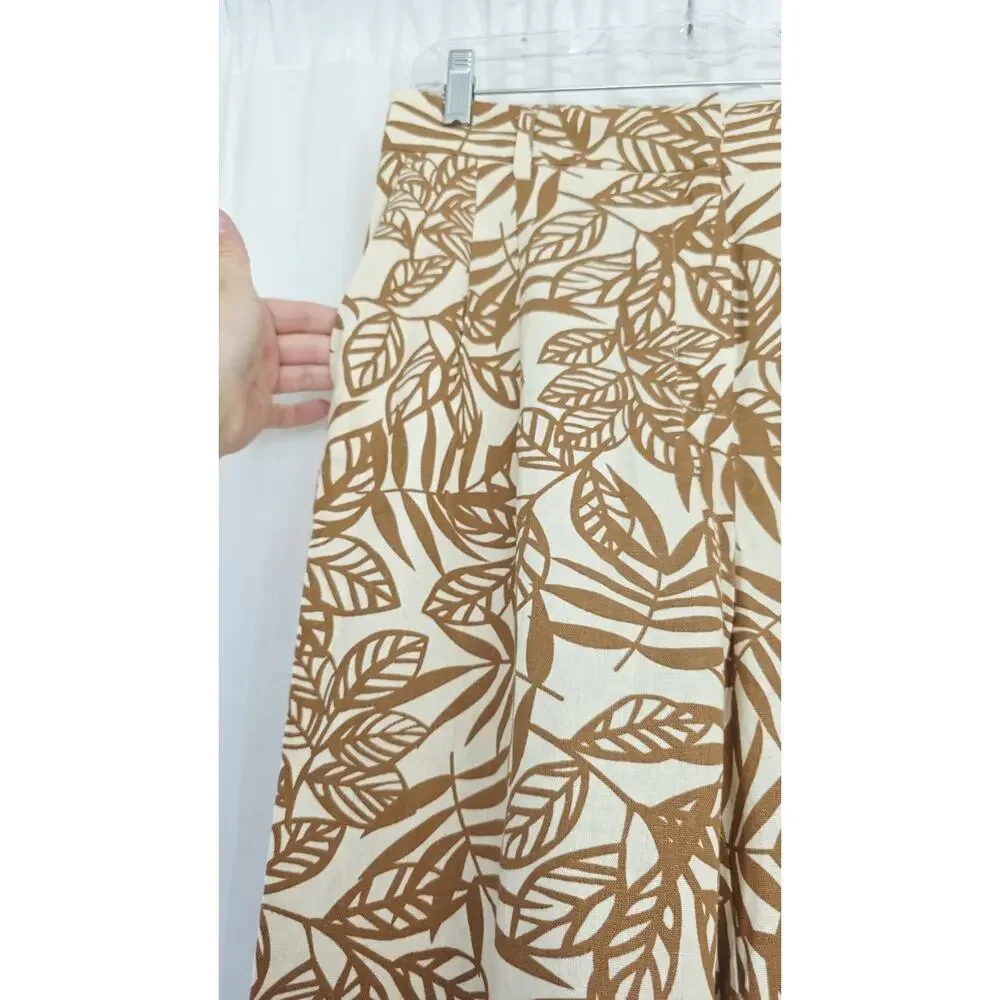 House Of Harlow‎ Linen Pant Natural Size 10 Wide-Leg Coastal Pockets Tan Beige